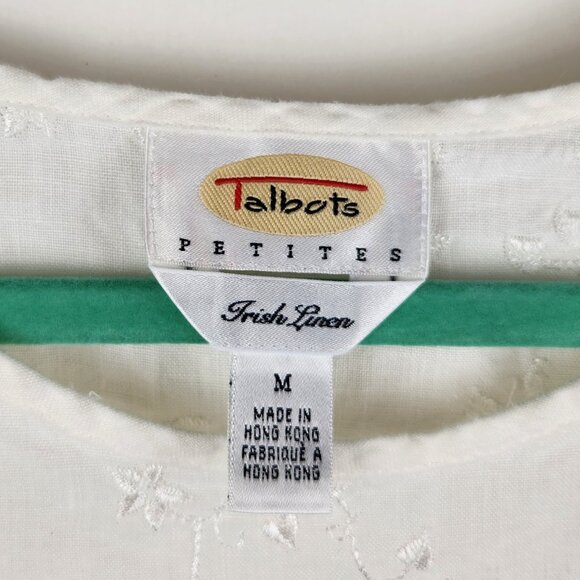 Talbots 100% Irish Linen Floral Embroidered Tank Top sz MP - Picture 7 of 8